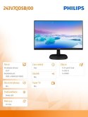 Monitor 23.8 243V7QDSB IPS DVI HDMI Czarny