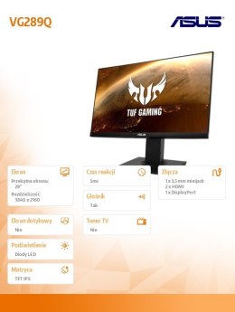 Monitor gamingowy VG289Q TUF 28 cali IPS 4K UHD 3840x2160 DP HDMI