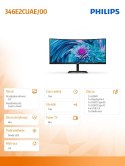 Monitor 346E2CUAE 34 cale VA Curved HDMI, DP, USB-C Głośniki, Regulowana wysokość