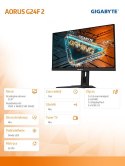 Monitor 23.8 cala AORUS G24F 2 1ms/12MLN:1/GAMING/HDMI