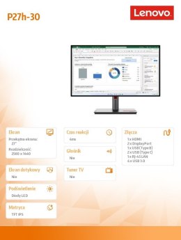 Monitor ThinkVision P27h-30 27 cali 63A1GAT1EU