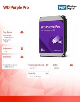 Dysk twardy WD Purple Pro 8TB 3,5 256MB SATAIII/72000rpm