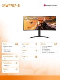 Monitor 34WP75CP-B 34 cale 21:9 UltraWide QHD VA Zakrzywiony