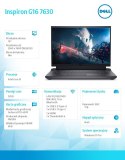 Notebook Inspiron G16 7630 Win11Pro i9-13900HX/32GB/1TB SSD/16.0 QHD+/GeForce RTX 4070/Cam & Mic/WLAN + BT/Backlit Kb/6 Cell/3Y 