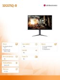 Monitor 32 cale 32GS75Q-B QHD UltraGear 180Hz, 1ms, 400 dc, DP, HDMI, Pivot, HAS